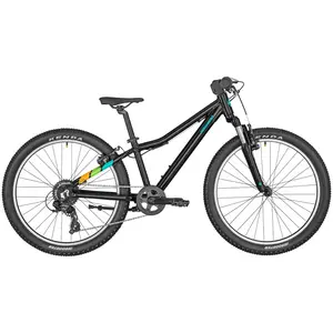 A Bicicleta Bergamont Revox 24 Black tem Quadro em Alumínio, Forqueta Suntour XCT JR, Shimano 1x8VL e Travões Tektro V-brake.