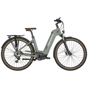 A Bicicleta Elétrica SCOTT Sub Sport eRIDE 20 Unisex Green tem Quadro em Alumínio, um motor Bosch CX Performance e uma bateria de 625 Wh.