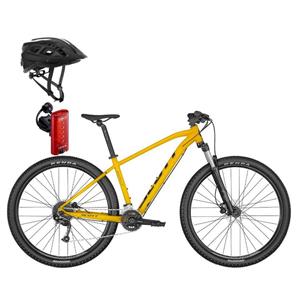 BICICLETA SCOTT ASPECT 950 YELLOW COM CAPACETE SUPRA E LANTERNA CATEYE TIGHT KINETIK