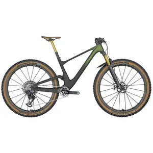 A Bicicleta SCOTT Spark Ultimate TR tem Quadro em Carbono HMF, Suspensão FOX 34 Float Factory  e Transmissão SRAM XX SL Eagle AXS.